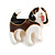 Brown/Black/White Enamel Beagle Puppy Dog Brooch in Gold Tone - 30mm Across - view 8