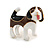 Brown/Black/White Enamel Beagle Puppy Dog Brooch in Gold Tone - 30mm Across