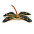 Statement Orange/ Green/ Fuchsia Crystal Dragonfly Brooch In Gold Tone - 60mm Across - view 4