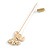 Gold Tone Clear Crystal Bow Lapel, Hat, Suit, Tuxedo, Collar, Scarf, Coat Stick Brooch Pin - 60mm L - view 5