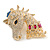 Statement Crystal Horse Head Brooch In Gold Tone Metal - 50mm Tall - view 4