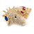 Statement Crystal Horse Head Brooch In Gold Tone Metal - 50mm Tall - view 5