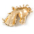 Statement Crystal Horse Head Brooch In Gold Tone Metal - 50mm Tall - view 3