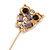 Gold Tone Crystal Owl Lapel, Hat, Suit, Tuxedo, Collar, Scarf, Coat Stick Brooch Pin - 65mm L - view 3
