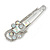 Silver Tone Clear/ AB Crystal Cluster Safety Pin Brooch - 70mm L - view 3