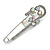 Silver Tone Clear/ AB Crystal Cluster Safety Pin Brooch - 70mm L - view 4