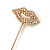 Gold Tone Clear Crystal Lips Lapel, Hat, Suit, Tuxedo, Collar, Scarf, Coat Stick Brooch Pin - 65mm L - view 3