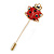 Gold Tone Red/ Black Enamel Ladybird/ Lady Bug Lapel, Hat, Suit, Tuxedo, Collar, Scarf, Coat Stick Brooch Pin - 65mm Long - view 6