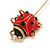 Gold Tone Red/ Black Enamel Ladybird/ Lady Bug Lapel, Hat, Suit, Tuxedo, Collar, Scarf, Coat Stick Brooch Pin - 65mm Long - view 2