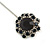 Silver Tone Dark Blue Crystal Flower Lapel, Hat, Suit, Tuxedo, Collar, Scarf, Coat Stick Brooch Pin - 65mm L - view 2