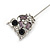 Silver Tone Crystal Owl Lapel, Hat, Suit, Tuxedo, Collar, Scarf, Coat Stick Brooch Pin - 65mm L - view 5