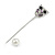 Silver Tone Crystal Owl Lapel, Hat, Suit, Tuxedo, Collar, Scarf, Coat Stick Brooch Pin - 65mm L - view 6
