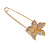 Large Clear Crystal Flower Safety Pin In Gold Tone - 75mm L - view 3