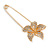Large Clear Crystal Flower Safety Pin In Gold Tone - 75mm L - view 6