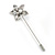 Silver Tone Clear Crystal White Faux Pearl Flower Lapel, Hat, Suit, Tuxedo, Collar, Scarf, Coat Stick Brooch Pin - 65mm L - view 8