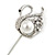 Silver Tone Crystal, Pearl Swan Lapel, Hat, Suit, Tuxedo, Collar, Scarf, Coat Stick Brooch Pin - 65mm L - view 3