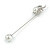 Silver Tone Crystal, Pearl Swan Lapel, Hat, Suit, Tuxedo, Collar, Scarf, Coat Stick Brooch Pin - 65mm L - view 4