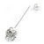 Silver Tone Crystal, Pearl Swan Lapel, Hat, Suit, Tuxedo, Collar, Scarf, Coat Stick Brooch Pin - 65mm L - view 5