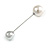 Metal/ Pearl Bead Lapel, Hat, Suit, Tuxedo, Collar, Scarf, Coat Stick Brooch Pin In Silver Tone Metal - 65mm L - view 3