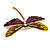 Statement Yellow/ Green/ Fuchsia/ Black Crystal Dragonfly Brooch In Gold Tone - 60mm Across - view 3