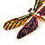 Statement Yellow/ Green/ Fuchsia/ Black Crystal Dragonfly Brooch In Gold Tone - 60mm Across - view 6