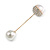 Crystal Acorn with Pearl Bead Lapel, Hat, Suit, Tuxedo, Collar, Scarf, Coat Stick Brooch Pin In Gold Tone Metal - 75mm L - view 6