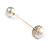 Crystal Acorn with Pearl Bead Lapel, Hat, Suit, Tuxedo, Collar, Scarf, Coat Stick Brooch Pin In Gold Tone Metal - 75mm L - view 8