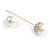 Crystal Acorn with Pearl Bead Lapel, Hat, Suit, Tuxedo, Collar, Scarf, Coat Stick Brooch Pin In Gold Tone Metal - 75mm L - view 4