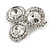 Clear Diamante Circle Art Nouveau Brooch In Silver Tone - 45mm Diameter - view 3