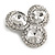 Clear Diamante Circle Art Nouveau Brooch In Silver Tone - 45mm Diameter - view 4