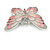 Pink Diamante Enamel Butterfly Brooch In Silver Tone - 50mm Across - view 4
