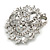 Striking Clear Diamante Corsage Brooch In Silver Tone - 50mm Diameter - view 3