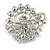 Striking Clear Diamante Corsage Brooch In Silver Tone - 50mm Diameter - view 5