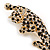 Large Gold Tone Black Enamel Crystal Leopard Brooch - 10cm Long - view 3