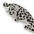 Large Silver Tone Black Enamel Crystal Leopard Brooch - 10cm Long - view 4