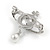 Small Silver Tone AB Crystals 'Royal Power' with Pearl Bead Brooch - 35mm Across - view 6