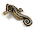 Black/ Ab Crystal Seahorse Brooch in Aged Gold Tone Metal - 70mm Tall - view 4