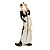 Black/ White Enamel Сontrabass Cello Player Brooch In Gold Tone - 65mm Tall