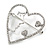 Clear Crystal Open Heart Brooch In Silver Tone - 40mm Tall - view 3