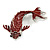 Large Red/ Grey Enamel Koi Fish Brooch In Silver Tone - 75mm Long - view 3
