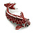 Large Red/ Grey Enamel Koi Fish Brooch In Silver Tone - 75mm Long - view 4