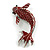 Large Red/ Grey Enamel Koi Fish Brooch In Silver Tone - 75mm Long - view 5