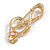 AB Crystal Treble Clef Safety Pin Brooch In Gold Tone - 50mm Long - view 4