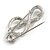 AB Crystal Treble Clef Safety Pin Brooch In Silver Tone - 50mm Long - view 2