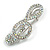 AB Crystal Treble Clef Safety Pin Brooch In Silver Tone - 50mm Long - view 4