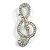 AB Crystal Treble Clef Safety Pin Brooch In Silver Tone - 50mm Long - view 5