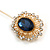 Oval Clear/ Blue Crystal Lapel, Hat, Suit, Tuxedo, Collar, Scarf, Coat Stick Brooch Pin In Gold Tone - 65mm L - view 5