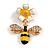 Small Yellow/ Black Enamel Crystal Bee Brooch In Gold Tone - 35mm Long