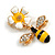 Small Yellow/ Black Enamel Crystal Bee Brooch In Gold Tone - 35mm Long - view 3
