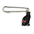 Medium Safety Pin with Black Enamel Cat Charm Brooch In Silver Tone - 60mm Across - view 2